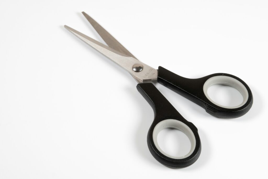 scissors to symbolize cutting the cord